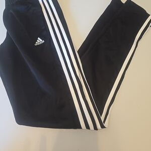 Adidas Kids Black Joggers with White Stripes